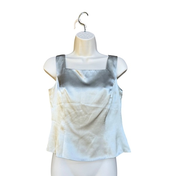 Draper's & Damon's Women's Silver 100% Silk Blouse Size 6P - Picture 1 of 9